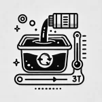 DALL·E 2024 07 24 13.59.42 Une illustration simple en noir et blanc représentant un processus de revêtement d'oxyde noir. L'image doit inclure un récipient contenant du liquide, un métal p
