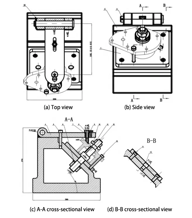 Fig. 6 Specialized jig for drilling φ6 mm inclined holes Fig. 6 Specialized jig for drilling φ6 mm inclined holes