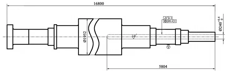 Figure 1 Schematic Diagram of a Large Generator Rotor Shaft with Blind Holes Figure 1 Schematic Diagram of a Large Generator Rotor Shaft with Blind Holes
