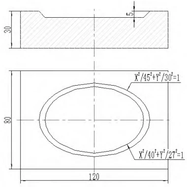 Figure 3 Drawing of Conical Elliptical Component Figure 3 Conical Ellipse Part Drawing (Unit: mm)