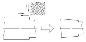 Figure 6 Schematic of Overcutting at the End Due to Axial Feed