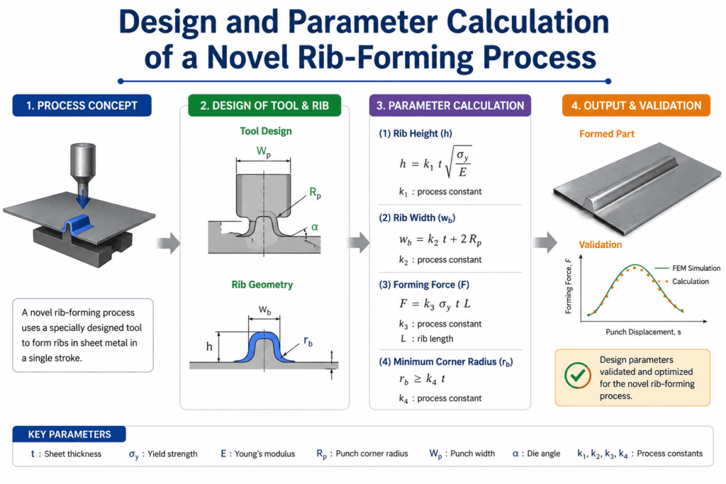 Design and calculation of rib forming process