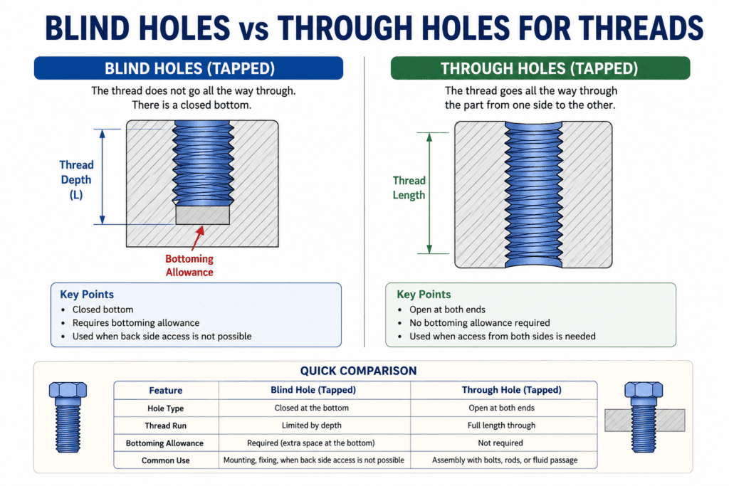 Blind Holes vs Through Holes for Threads